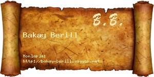 Bakay Berill névjegykártya